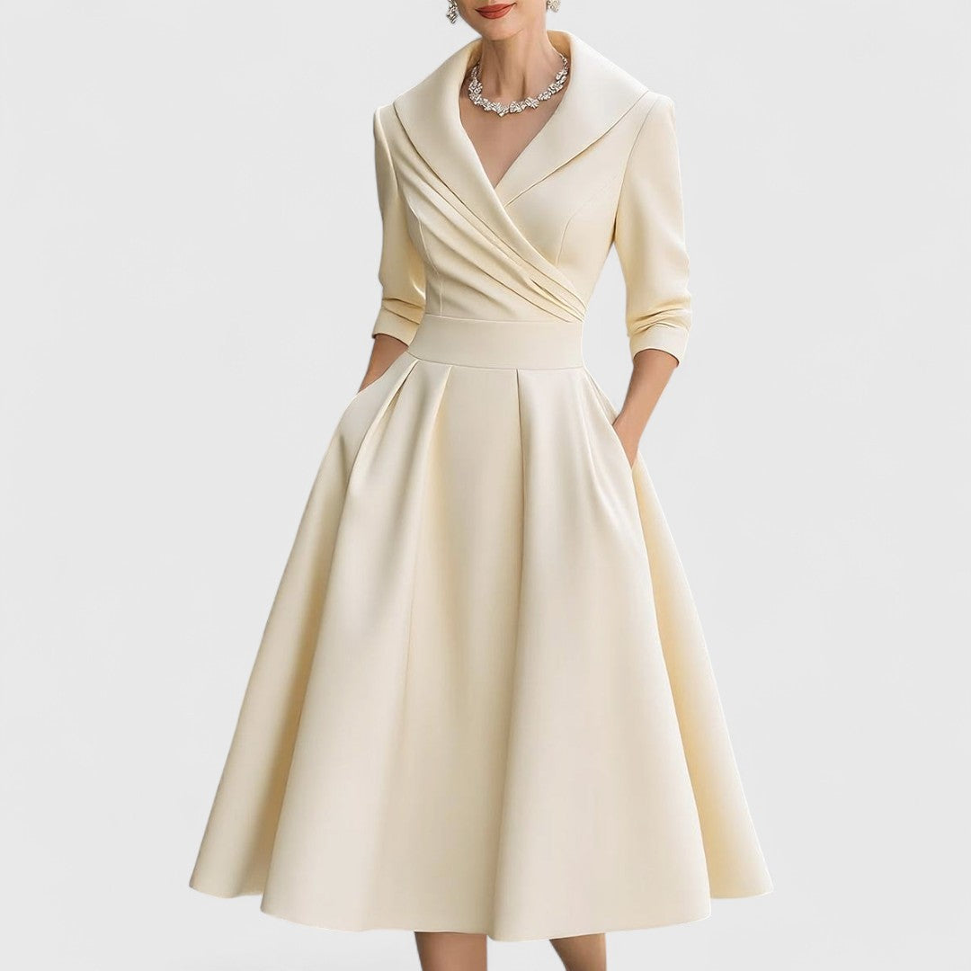 Rosalie - Elegant Collared Midi Dress