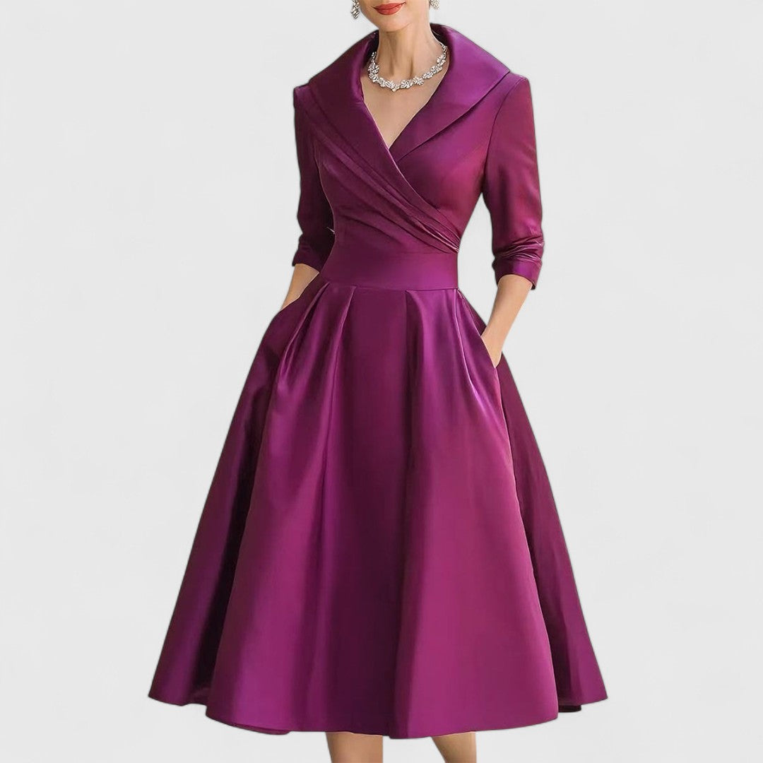 Rosalie - Elegant Collared Midi Dress