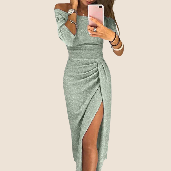 Isabel - Elegant Off-shoulder Dress with Slit