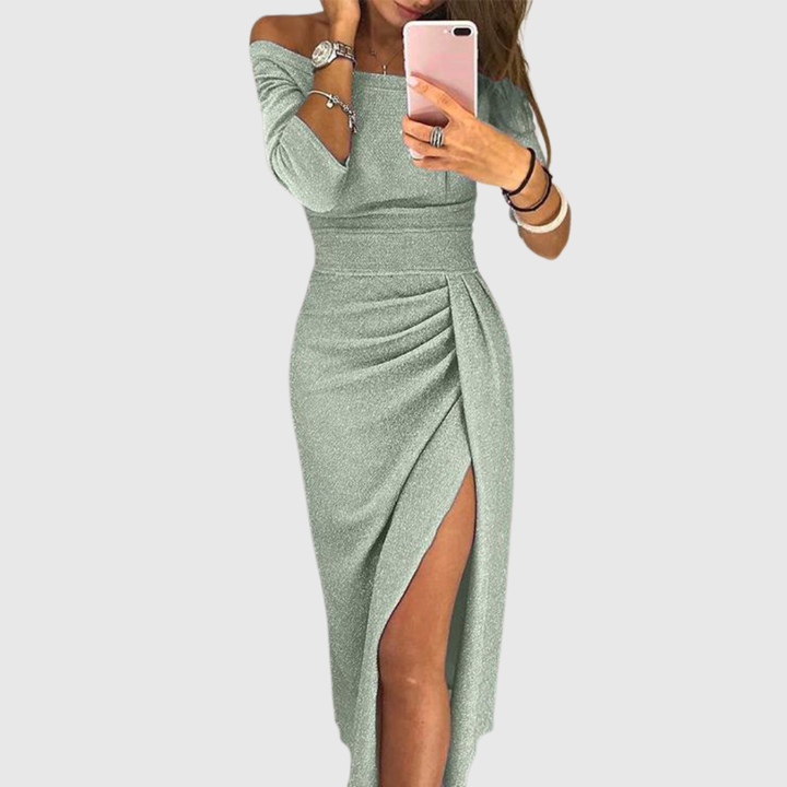 Isabel - Elegant Off-shoulder Dress with Slit