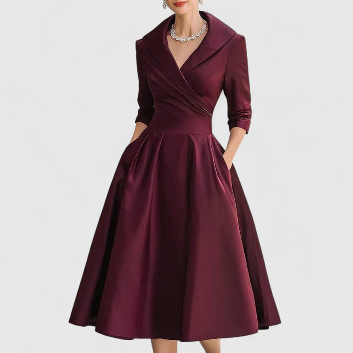 Rosalie - Elegant Collared Midi Dress