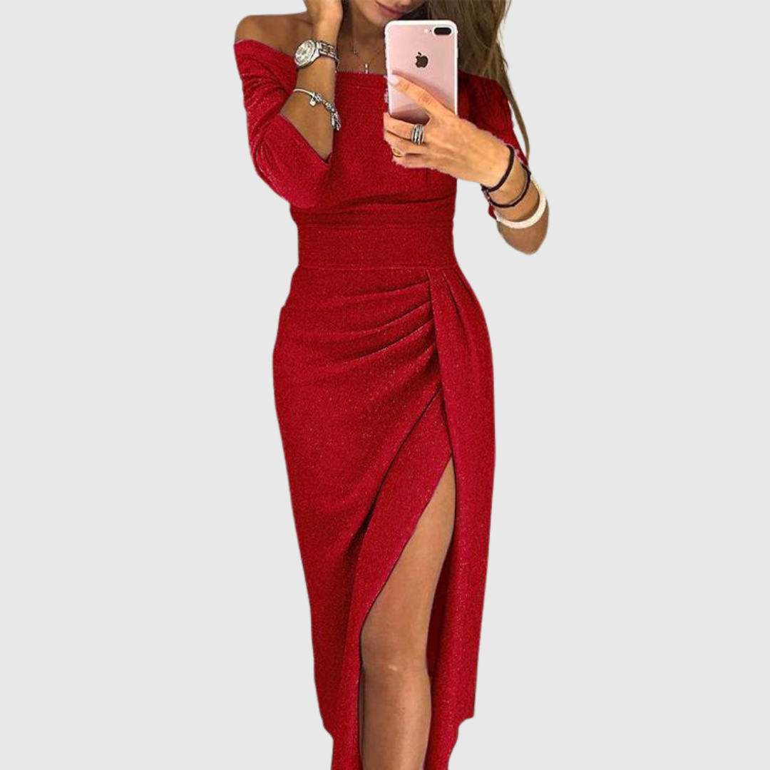 Isabel - Elegant Off-shoulder Dress with Slit