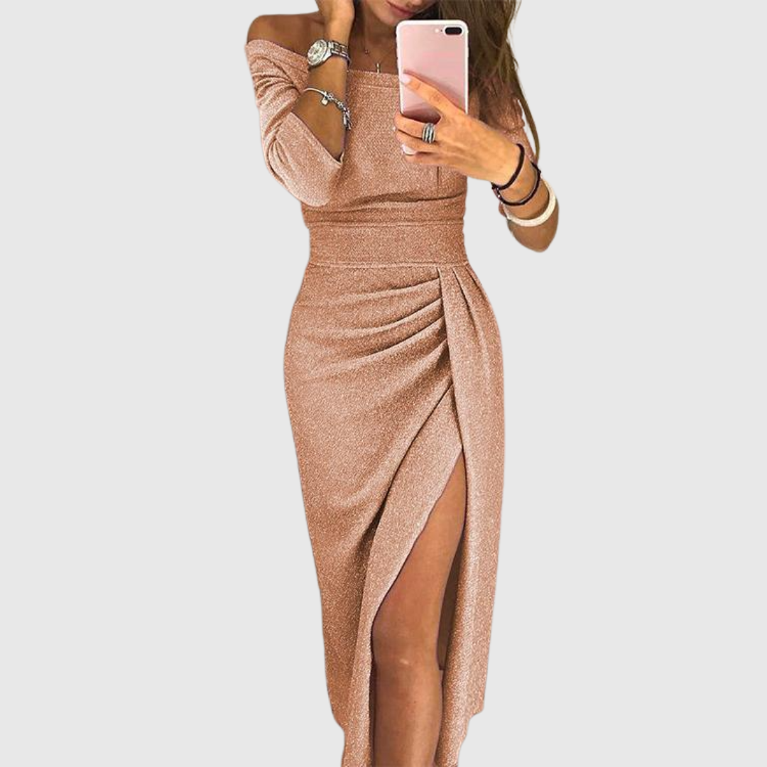 Isabel - Elegant Off-shoulder Dress with Slit