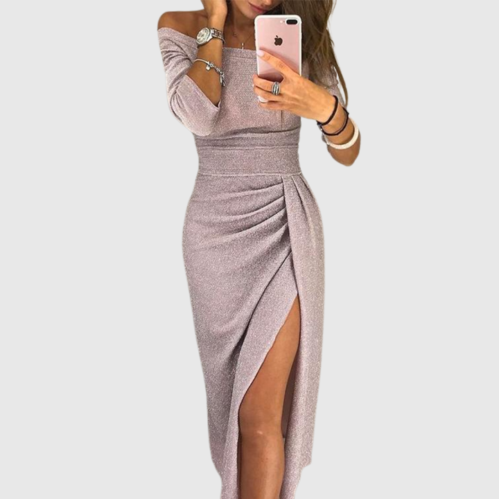 Isabel - Elegant Off-shoulder Dress with Slit