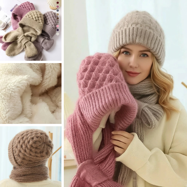 Cristy - Warm Winter Bonnet with Scarf