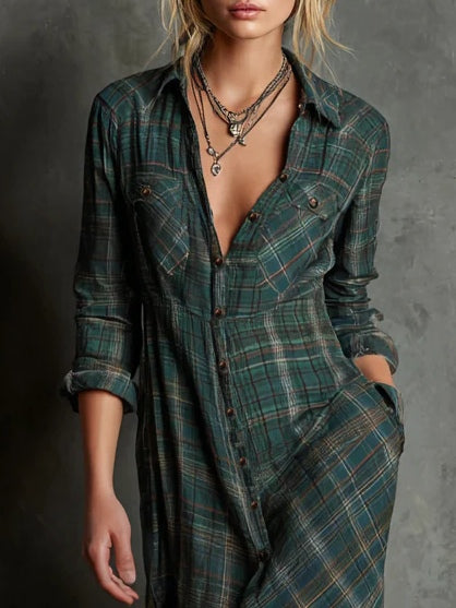 Diane - Vintage Plaid Maxi Dress