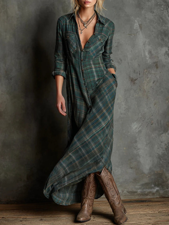 Diane - Vintage Plaid Maxi Dress