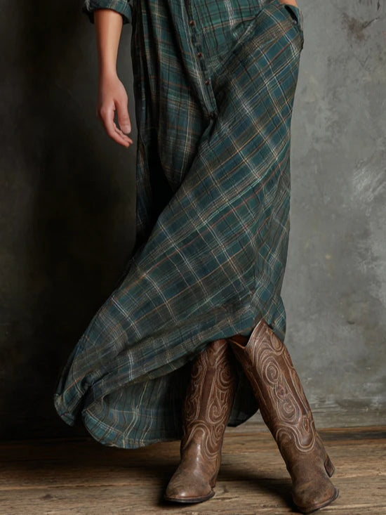 Diane - Vintage Plaid Maxi Dress