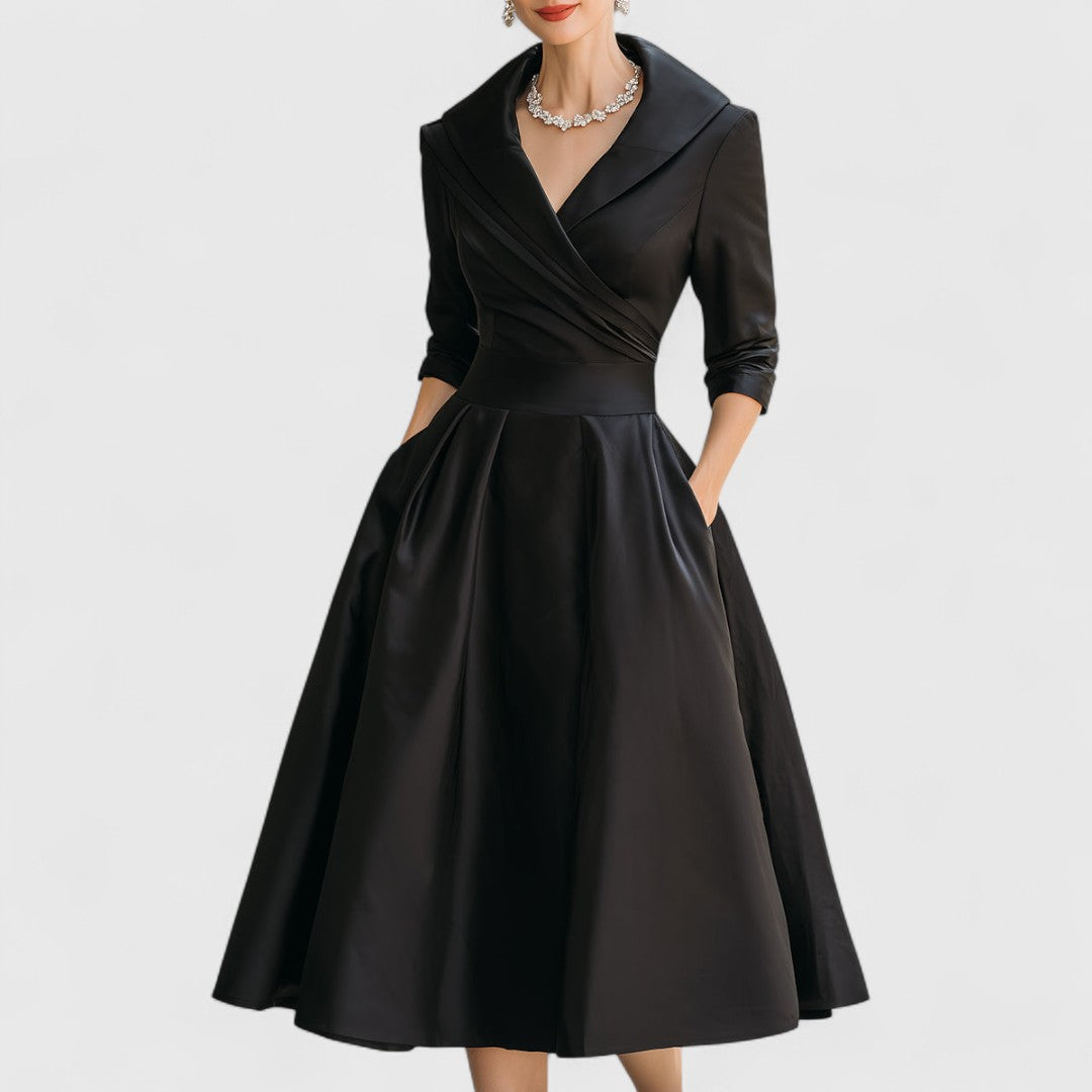 Rosalie - Elegant Collared Midi Dress