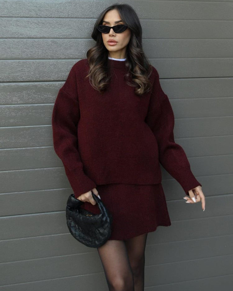Lara - Elegant Knitted Sweater and Skirt Set