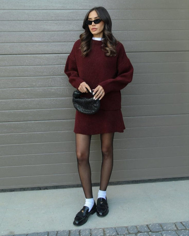 Lara - Elegant Knitted Sweater and Skirt Set