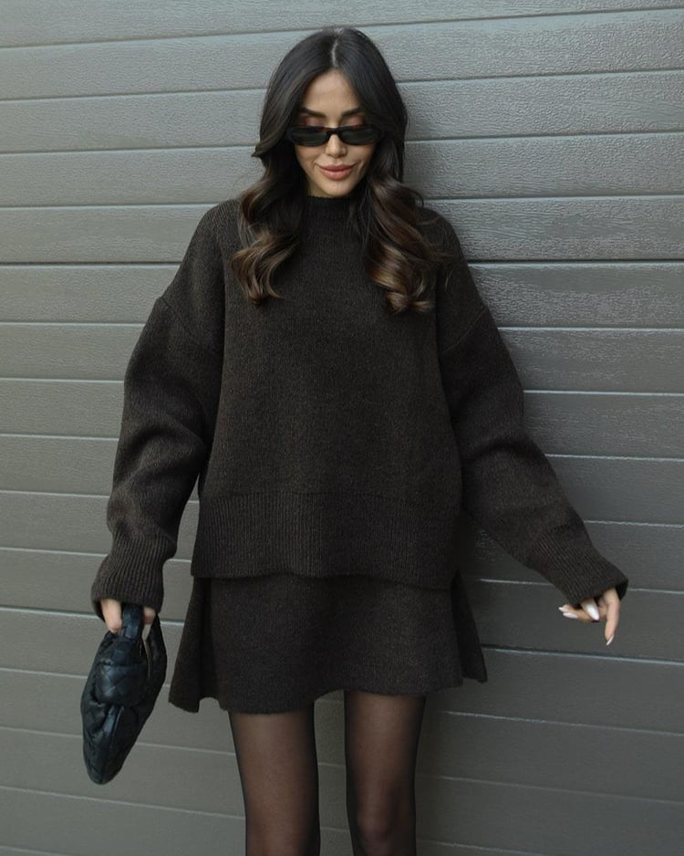 Lara - Elegant Knitted Sweater and Skirt Set