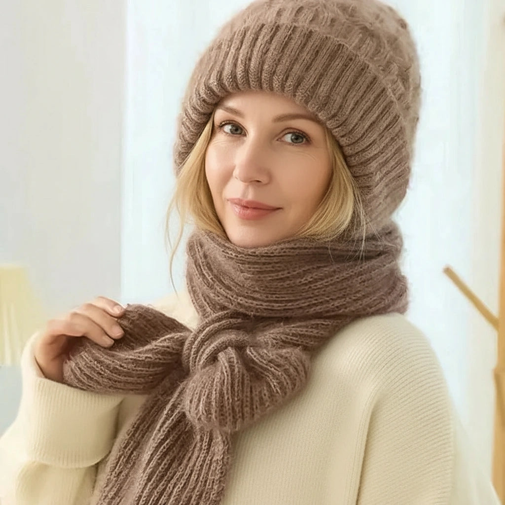 Cristy - Warm Winter Bonnet with Scarf