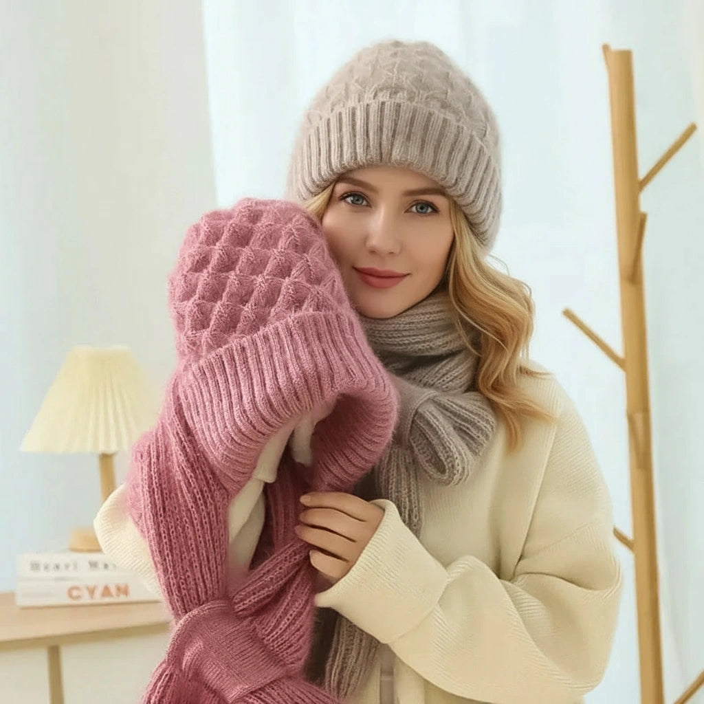 Cristy - Warm Winter Bonnet with Scarf