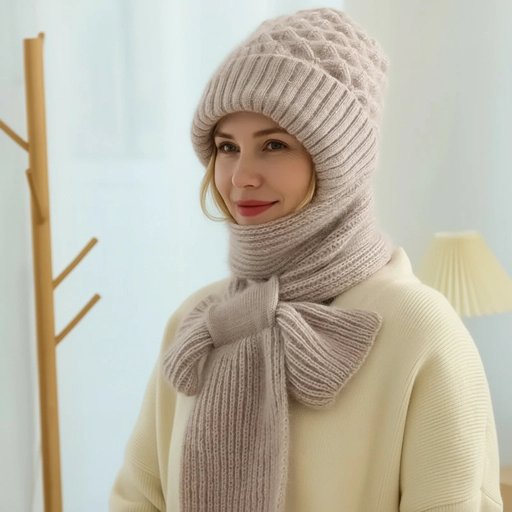 Cristy - Warm Winter Bonnet with Scarf