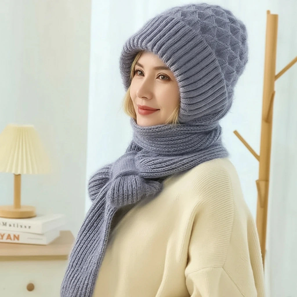 Cristy - Warm Winter Bonnet with Scarf