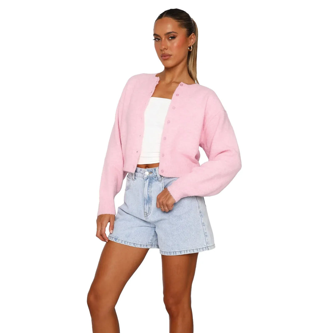 SHASA™ - Casual Cropped Long Sleeve Cardigan